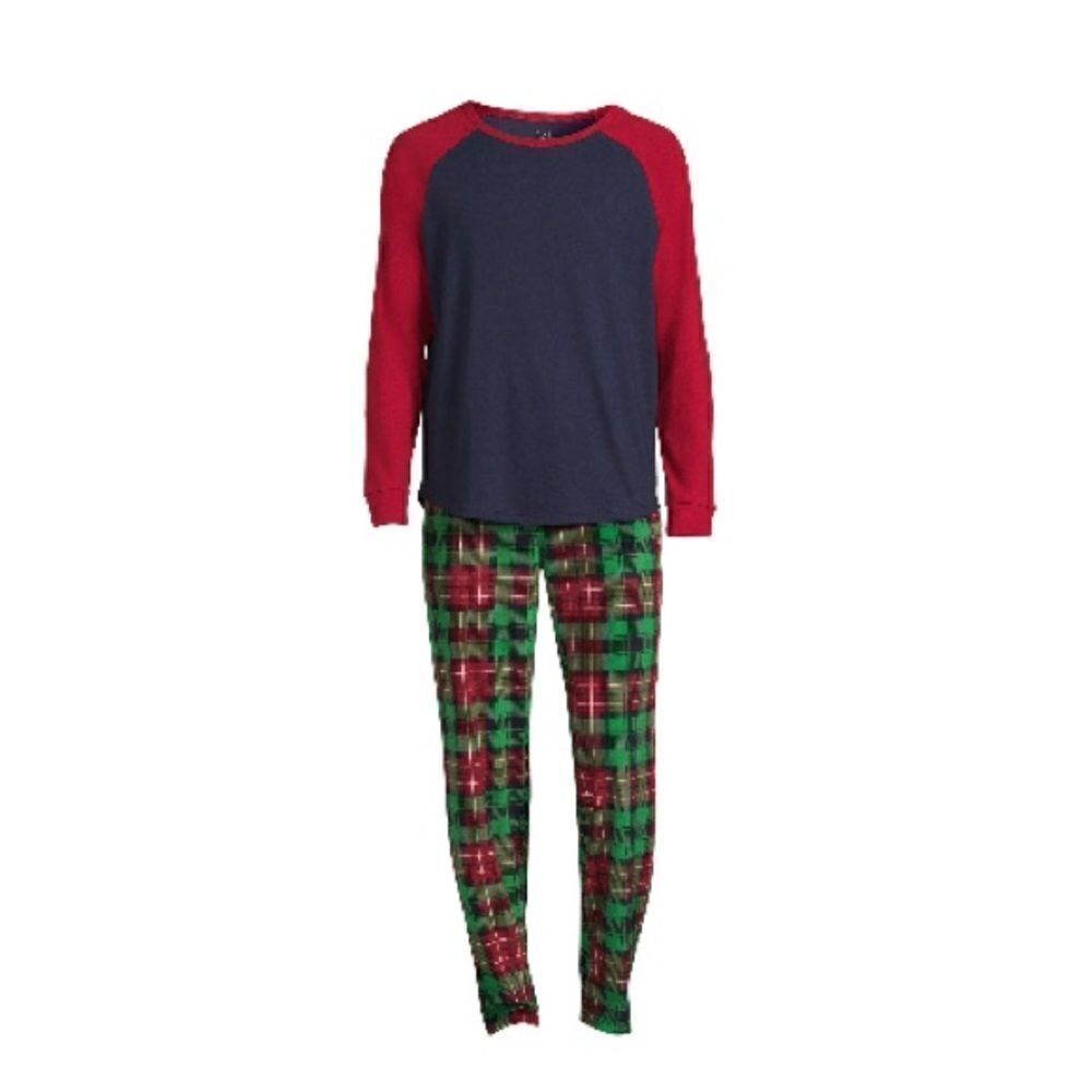 Mens Long Sleeve Sleep Pajama Lounge 2-Piece Set Size L